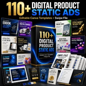 Digital Product Ads Template Vault — 110+ Canva Static Ad Templates